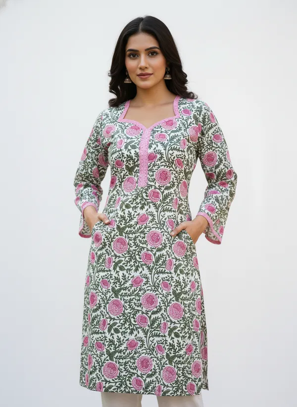 Floral_Print_Cotton_Kurta_With_Pink_Lace_Accents