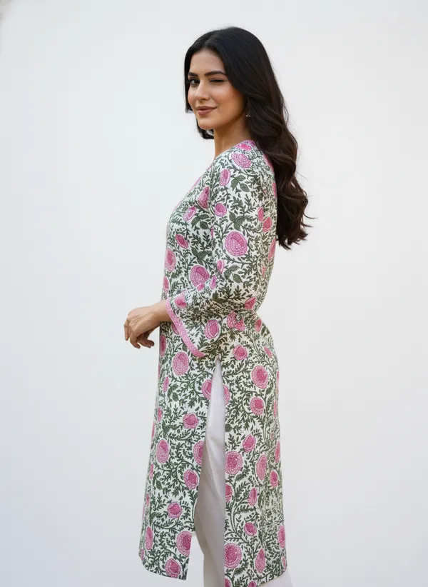 Floral_Print_Cotton_Kurta_With_Pink_Lace_Accents