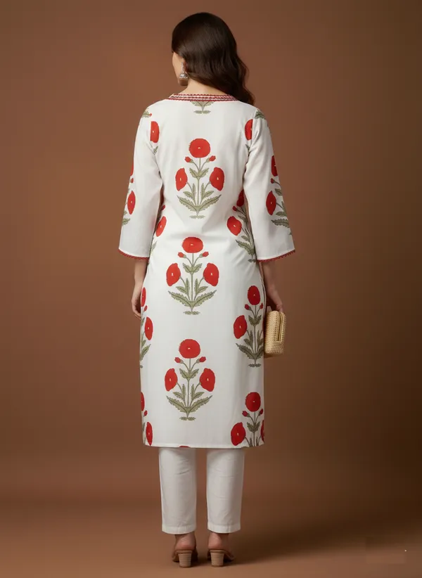 White_Cotton_Floral_Hand-Block_Print_Straight_Kurta