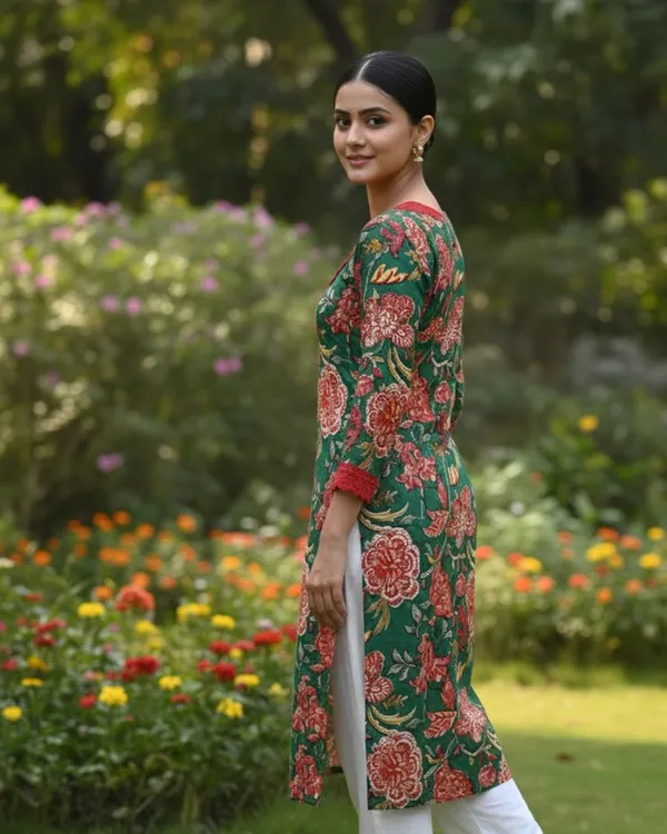 Floral_Printed_Cotton_Kurta_With_Lace_Neckline