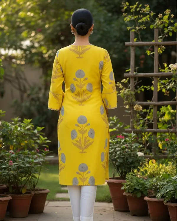 Vibrant_Yellow_Cotton_Floral_Print_Bell-Sleeve_Kurta