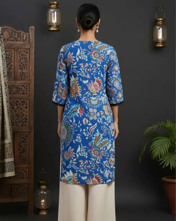 Royal_Blue_Floral_Batik_Print_Straight_Kurta