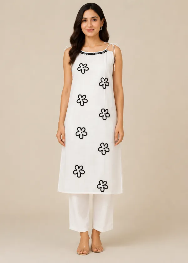 Women’s_White_Floral_Kurta_Pant_Set