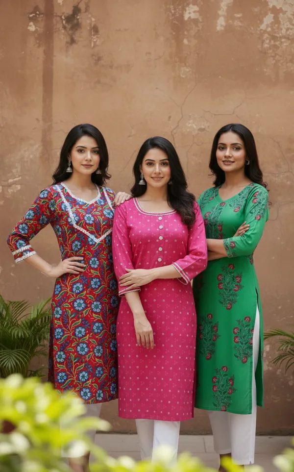 Womens_Pure_Cotton_Printed_Kurta_Combo_�_Pack_Of_3_(Red,_Pink,_&_Emerald)