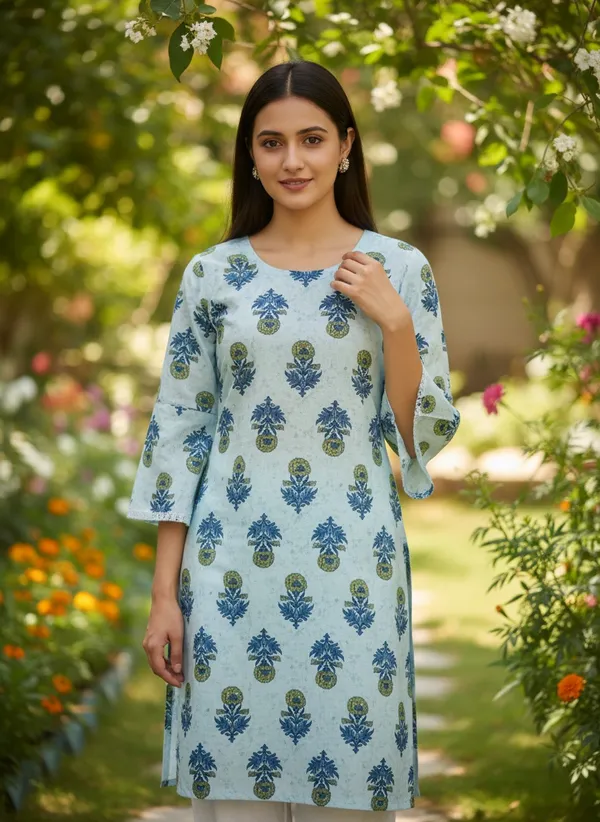 Mint_Blue_Block_Print_Cotton_Tunic_Kurta