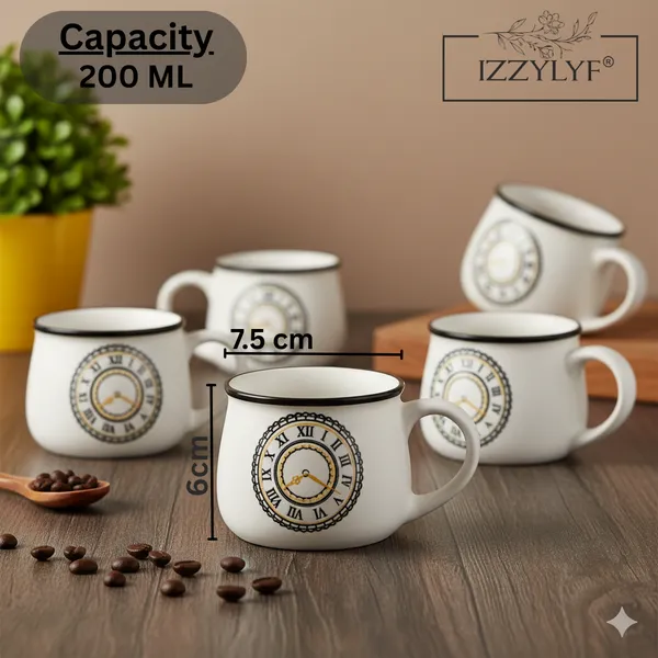 White_Clock_Printed_White_Ceramic_Tea_Cup_Pack_Of_6