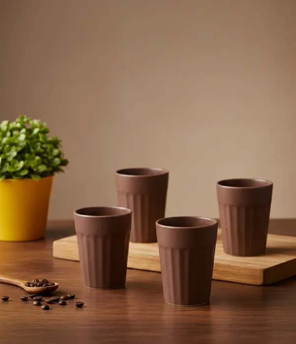 IZZYLYF_Ceramic_Cutting_Tea_Cups_|_Brown_|_Chai_Cups_for_Tea,_Coffee_&_Milk_|_Pottery_Style_Ceramic_Mugs_|_Microwave_&_Dishwasher_Safe_|_Hot_&_Cold_Beverages_|_150_Ml_|_Pack_of_6