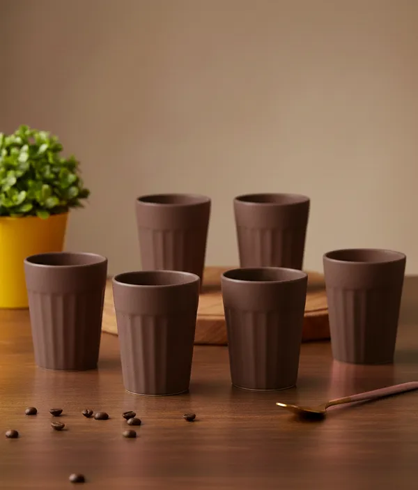 IZZYLYF_Ceramic_Cutting_Tea_Cups_|_Brown_|_Chai_Cups_for_Tea,_Coffee_&_Milk_|_Pottery_Style_Ceramic_Mugs_|_Microwave_&_Dishwasher_Safe_|_Hot_&_Cold_Beverages_|_150_Ml_|_Pack_of_6