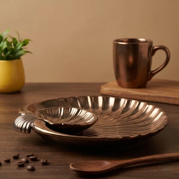 Antique_Gold_Sea_Shell_Ceramic_Platter_With_Dip_Bowl_Pack_Of_1