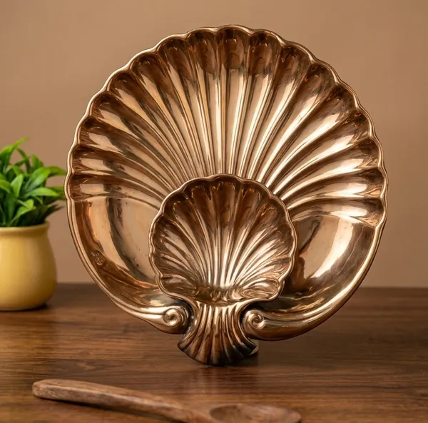Antique_Gold_Sea_Shell_Ceramic_Platter_With_Dip_Bowl_Pack_Of_1