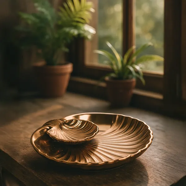 Antique_Gold_Sea_Shell_Ceramic_Platter_With_Dip_Bowl_Pack_Of_1