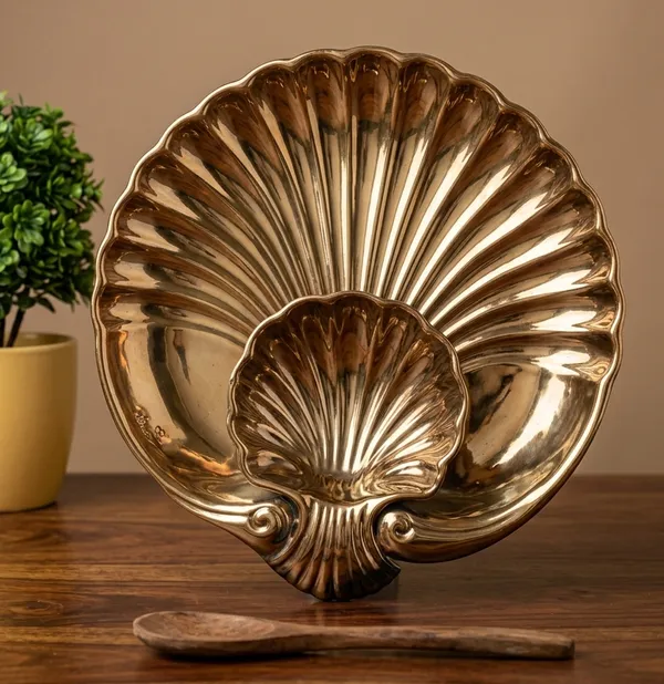 Antique_Gold_Sea_Shell_Ceramic_Platter_With_Dip_Bowl_Pack_Of_1