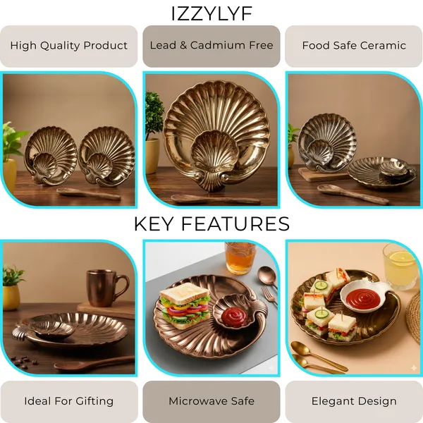 Antique_Gold_Sea_Shell_Ceramic_Platter_With_Dip_Bowl_Pack_Of_1