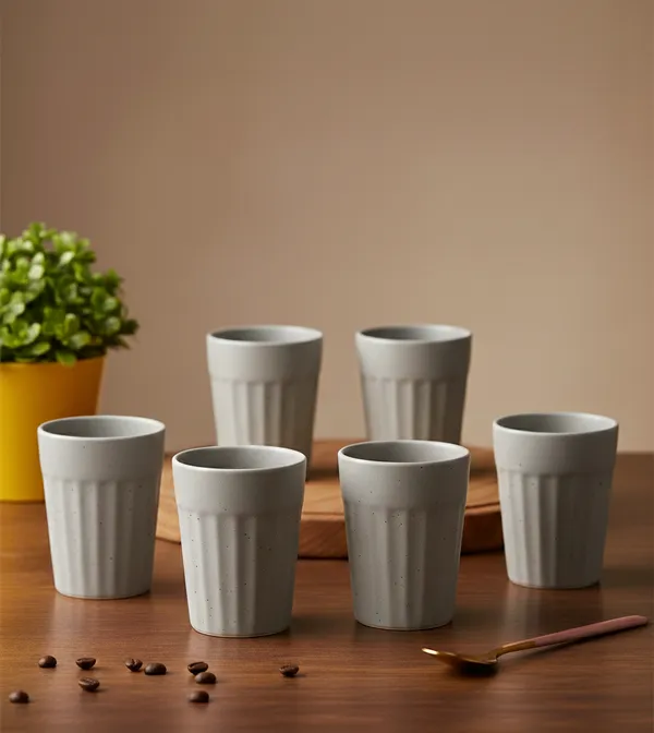 IZZYLYF_Ceramic_Cutting_Tea_Cups_|_Grey_|_Chai_Cups_for_Tea,_Coffee_&_Milk_|_Pottery_Style_Ceramic_Mugs_|_Microwave_&_Dishwasher_Safe_|_Hot_&_Cold_Beverages_|_150_Ml_|_Pack_of_6