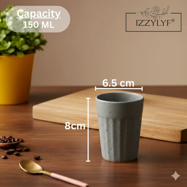 IZZYLYF_Ceramic_Cutting_Tea_Cups_|_Grey_|_Chai_Cups_for_Tea,_Coffee_&_Milk_|_Pottery_Style_Ceramic_Mugs_|_Microwave_&_Dishwasher_Safe_|_Hot_&_Cold_Beverages_|_150_Ml_|_Pack_of_6