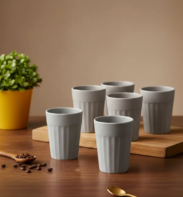 IZZYLYF_Ceramic_Cutting_Tea_Cups_|_Grey_|_Chai_Cups_for_Tea,_Coffee_&_Milk_|_Pottery_Style_Ceramic_Mugs_|_Microwave_&_Dishwasher_Safe_|_Hot_&_Cold_Beverages_|_150_Ml_|_Pack_of_6
