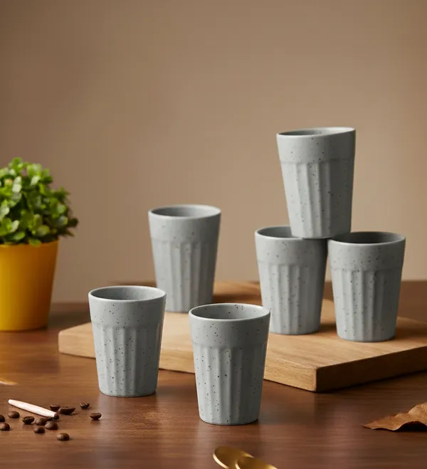 IZZYLYF_Ceramic_Cutting_Tea_Cups_|_Grey_|_Chai_Cups_for_Tea,_Coffee_&_Milk_|_Pottery_Style_Ceramic_Mugs_|_Microwave_&_Dishwasher_Safe_|_Hot_&_Cold_Beverages_|_150_Ml_|_Pack_of_6