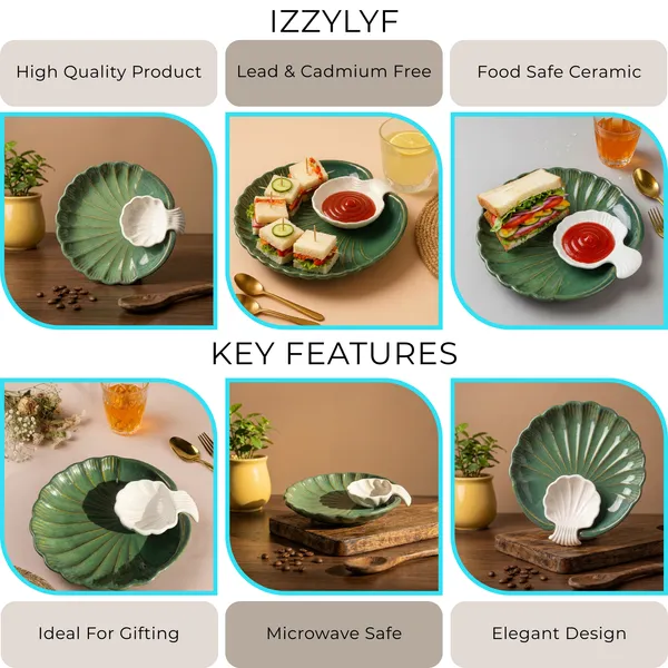 Green_Sea_Shell_Small_19cm_Ceramic_Platter_With_Dip