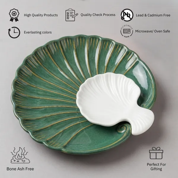Green_Sea_Shell_Small_19cm_Ceramic_Platter_With_Dip