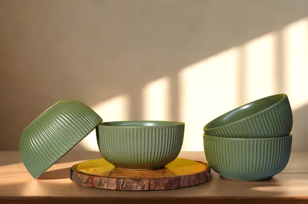 Green_Matte_Finish_Ribbed_Ceramic_Bowl_Pack_Of_4