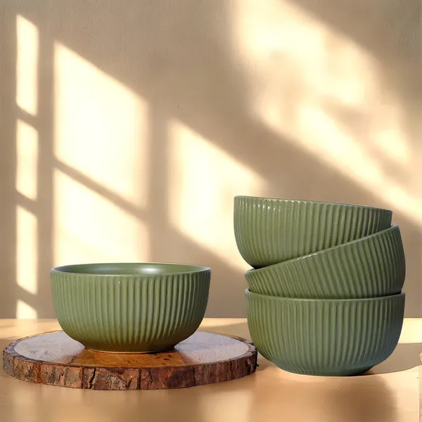 Green_Matte_Finish_Ribbed_Ceramic_Bowl_Pack_Of_4