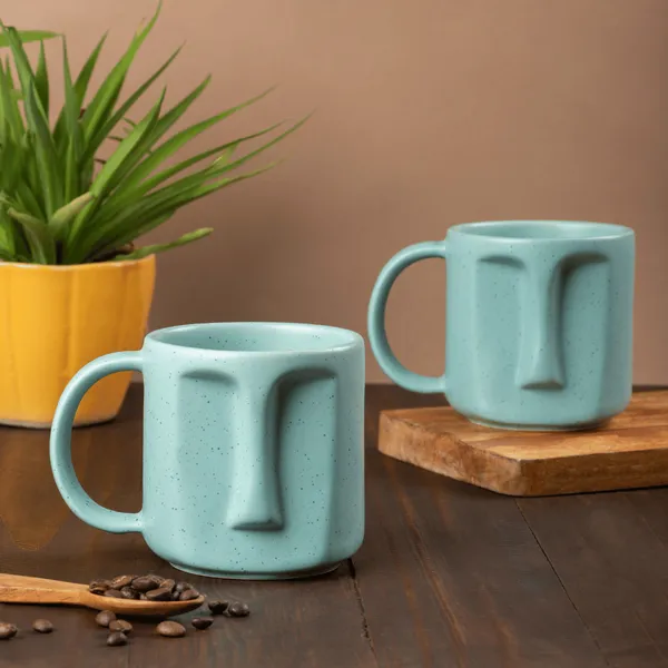 Green_Expression_Face-Shaped_Ceramic_Coffee_Mug_Pack_Of_2