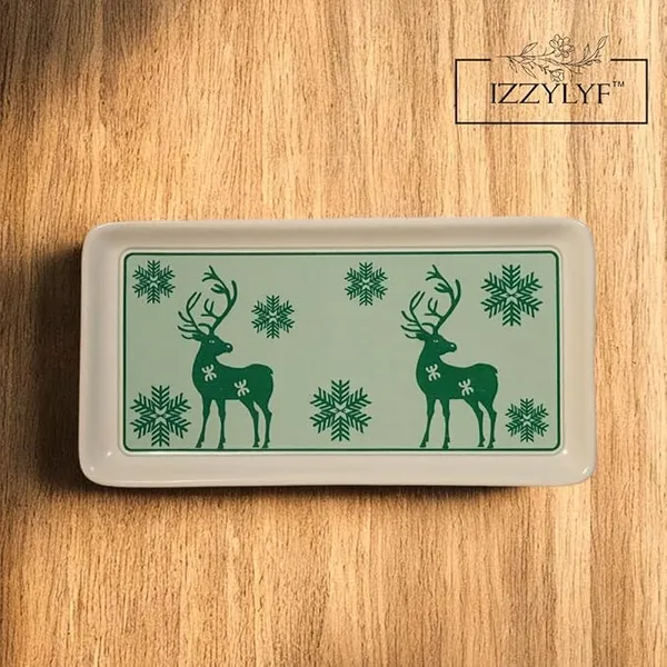 Green_Mat_Finish_Printed_Deer_Ceramic_2_Coffee_Mug_With_1_Tray_Set