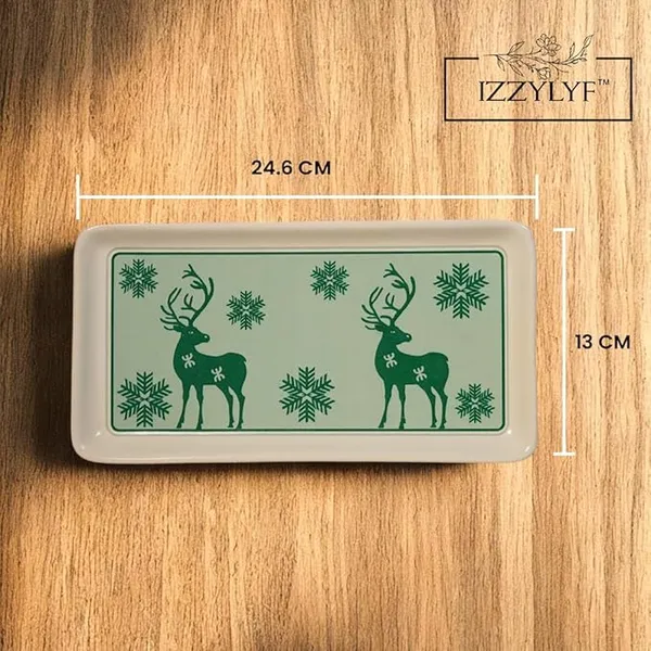 Green_Mat_Finish_Printed_Deer_Ceramic_2_Coffee_Mug_With_1_Tray_Set