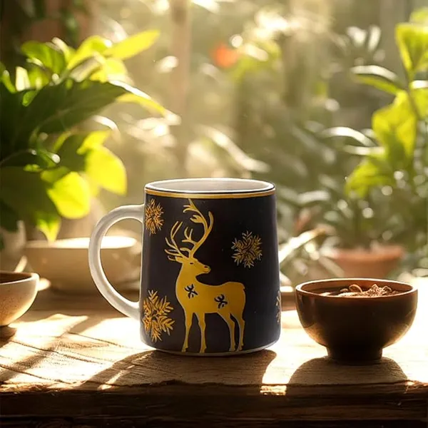 Black_Mat_Finish_Printed_Deer_Ceramic_2_Coffee_Mug_With_1_Tray_Set