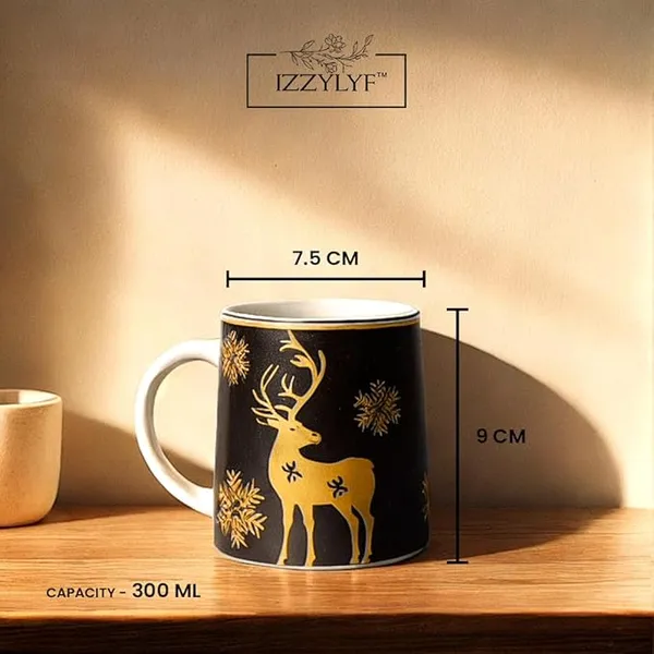 Black_Mat_Finish_Printed_Deer_Ceramic_2_Coffee_Mug_With_1_Tray_Set