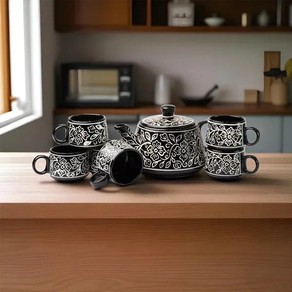 Black_Crafted_Mughal_Ceramic_Kettle_Tea_Set,_1_Kettle_&_6_Cups-_Pack_Of_7