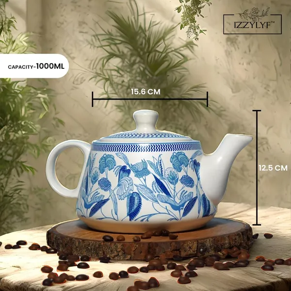 Blue_Printed_Mat_Finish_Garden_Whispers_Tea_&_Kettle_Set-_6_Ceramic_Tea_Cups,_1_Kettle_Pack_Of_7