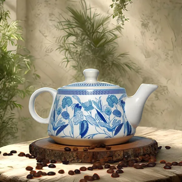 Blue_Printed_Mat_Finish_Garden_Whispers_Tea_&_Kettle_Set-_6_Ceramic_Tea_Cups,_1_Kettle_Pack_Of_7