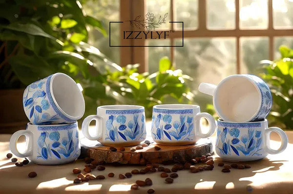 Blue_Printed_Mat_Finish_Garden_Whispers_Tea_&_Kettle_Set-_6_Ceramic_Tea_Cups,_1_Kettle_Pack_Of_7