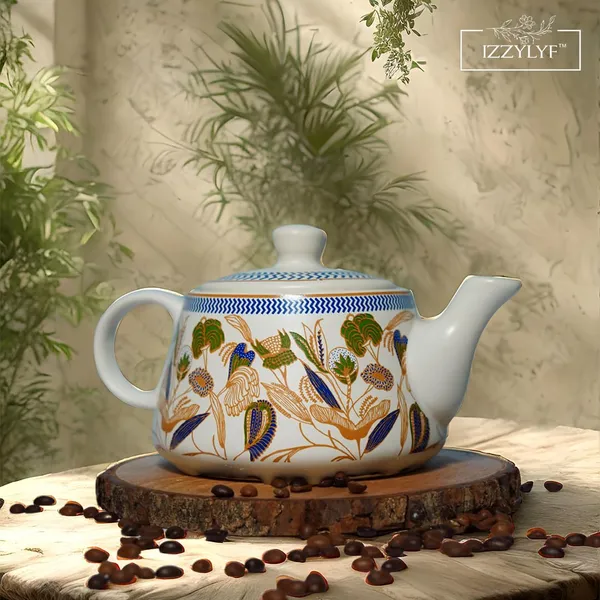 Gold_Printed_Mat_Finish_Flora_Tea_&_Kettle_Set-_6_Ceramic_Tea_Cups,_1_Kettle_Pack_Of_7