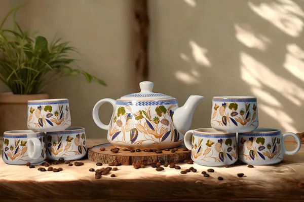 Gold_Printed_Mat_Finish_Flora_Tea_&_Kettle_Set-_6_Ceramic_Tea_Cups,_1_Kettle_Pack_Of_7