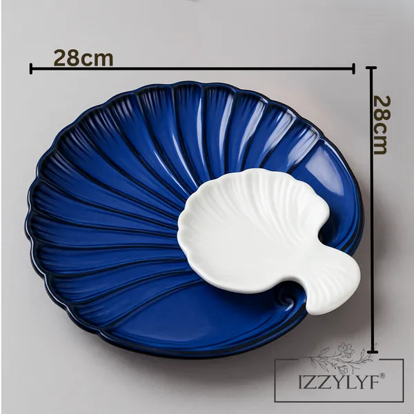 Blue_Sea_Shell_28cm_Ceramic_Platter_With_Dip