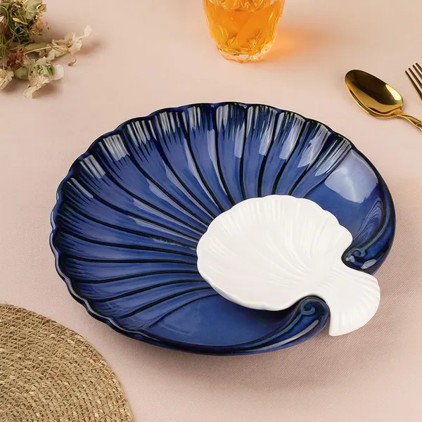 Blue_Sea_Shell_28cm_Ceramic_Platter_With_Dip
