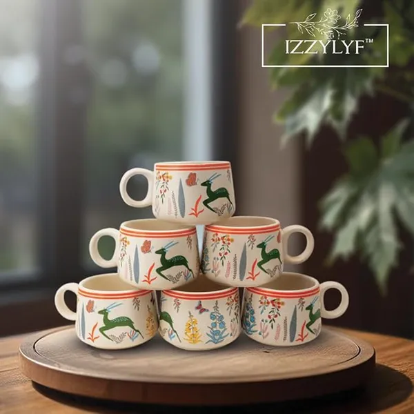 Green_Printed_Deer_Ceramic_Tea_Cups_Pack_Of_6