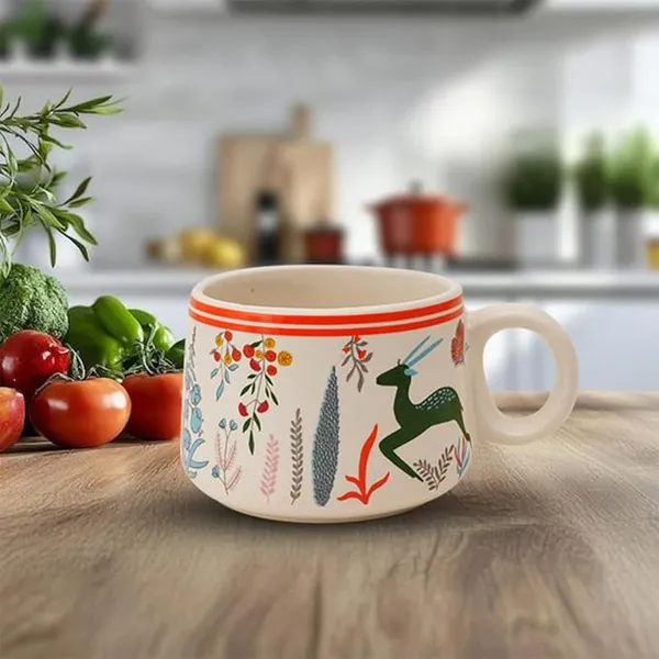 Green_Printed_Deer_Ceramic_Tea_Cups_Pack_Of_6