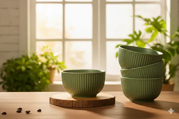 Green_Matte_Finish_Ribbed_Ceramic_Bowl_Pack_Of_4
