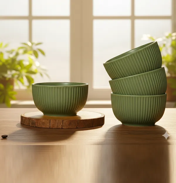Green_Matte_Finish_Ribbed_Ceramic_Bowl_Pack_Of_4