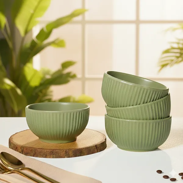Green_Matte_Finish_Ribbed_Ceramic_Bowl_Pack_Of_4