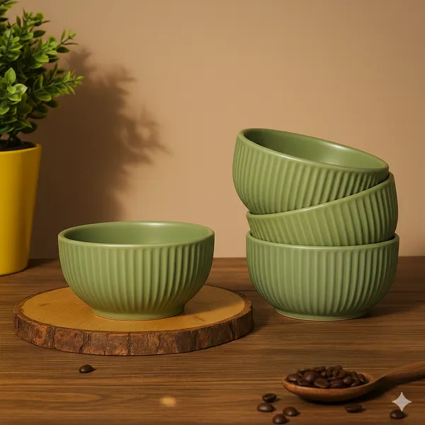Green_Matte_Finish_Ribbed_Ceramic_Bowl_Pack_Of_4