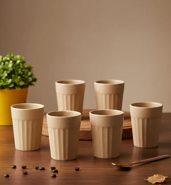 IZZYLYF_Ceramic_Cutting_Tea_Cups_|_Beige_|_Chai_Cups_for_Tea,_Coffee_&_Milk_|_Pottery_Style_Ceramic_Mugs_|_Microwave_&_Dishwasher_Safe_|_Hot_&_Cold_Beverages_|_150_Ml_|_Pack_of_6