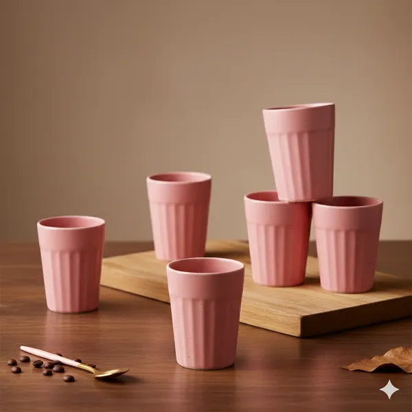 IZZYLYF_Ceramic_Cutting_Tea_Cups_|_Pink_|_Chai_Cups_for_Tea,_Coffee_&_Milk_|_Pottery_Style_Ceramic_Mugs_|_Microwave_&_Dishwasher_Safe_|_Hot_&_Cold_Beverages_|_150_Ml_|_Pack_of_6
