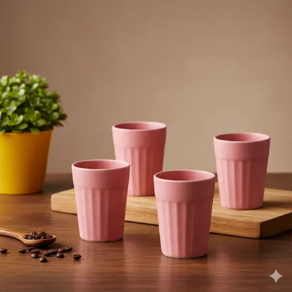 IZZYLYF_Ceramic_Cutting_Tea_Cups_|_Pink_|_Chai_Cups_for_Tea,_Coffee_&_Milk_|_Pottery_Style_Ceramic_Mugs_|_Microwave_&_Dishwasher_Safe_|_Hot_&_Cold_Beverages_|_150_Ml_|_Pack_of_6