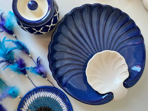 Blue_Sea_Shell_28cm_Ceramic_Platter_With_Dip