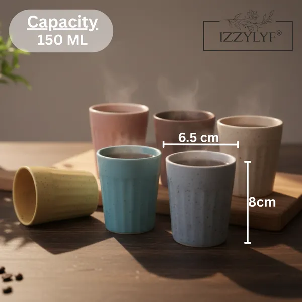 IZZYLYF_Ceramic_Cutting_Tea_Cups_|_Multicolor_|_Chai_Cups_for_Tea,_Coffee_&_Milk_|_Pottery_Style_Ceramic_Mugs_|_Microwave_&_Dishwasher_Safe_|_Hot_&_Cold_Beverages_|_150_ml_|_Pack_of_6