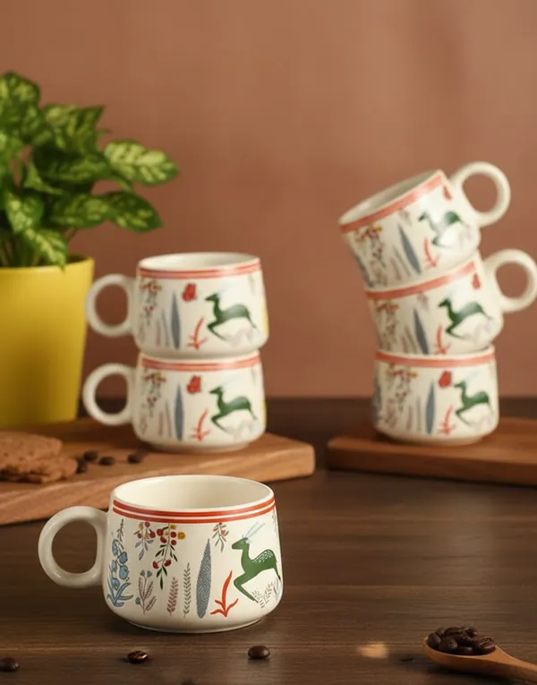 Green_Printed_Deer_Ceramic_Tea_Cups_Pack_Of_6